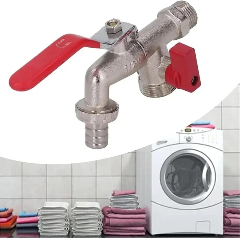 90 Degree Valve Faucet Industrial Home Brass Water Tap Single/Double Irrigation Zinc Alloy Garden Bibcocks Lever Handle Taps(Double Mouth B) - Image 2