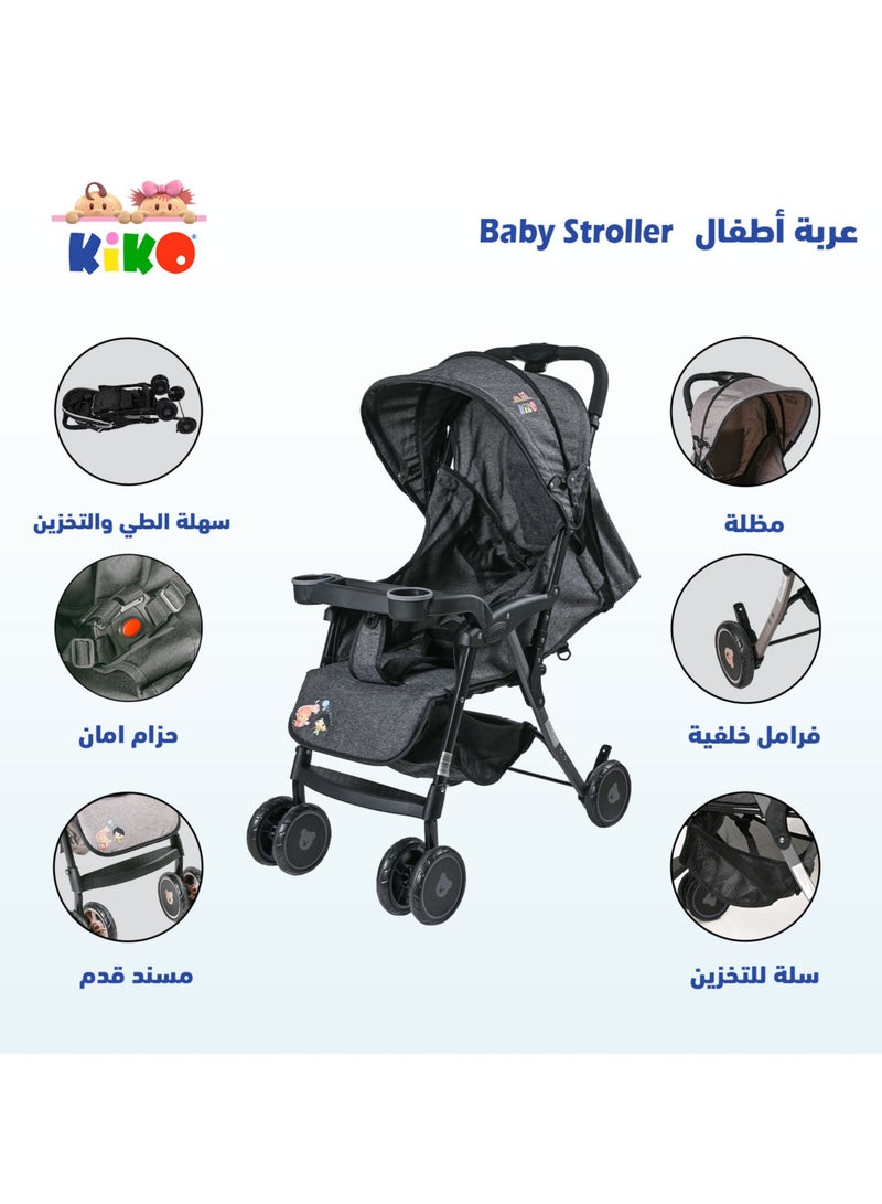 KIKO COMFORTABLE STROLLER 6 WHEELS  ( 0 M+ )-Grey - Image 2