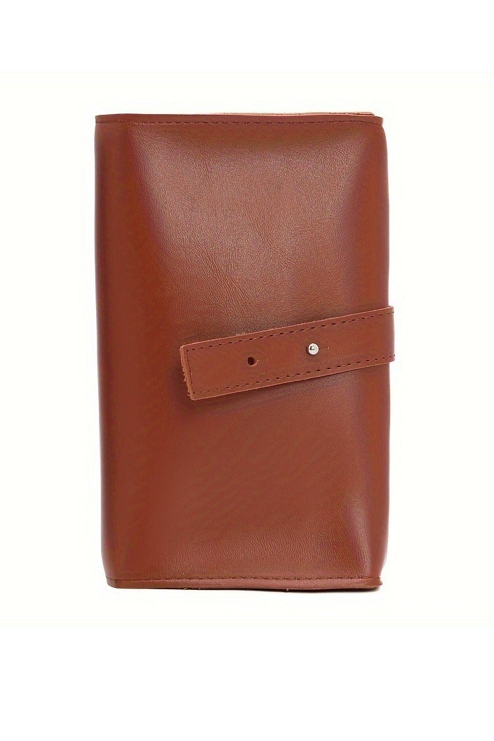 Premium PU Leather Travel Electronics Organizer - Cable and Cord Organizer with Multiple Compartments (Brown), 18cm x 23.5cm x 1.54cm, Perfect for Small Accessories - Image 1