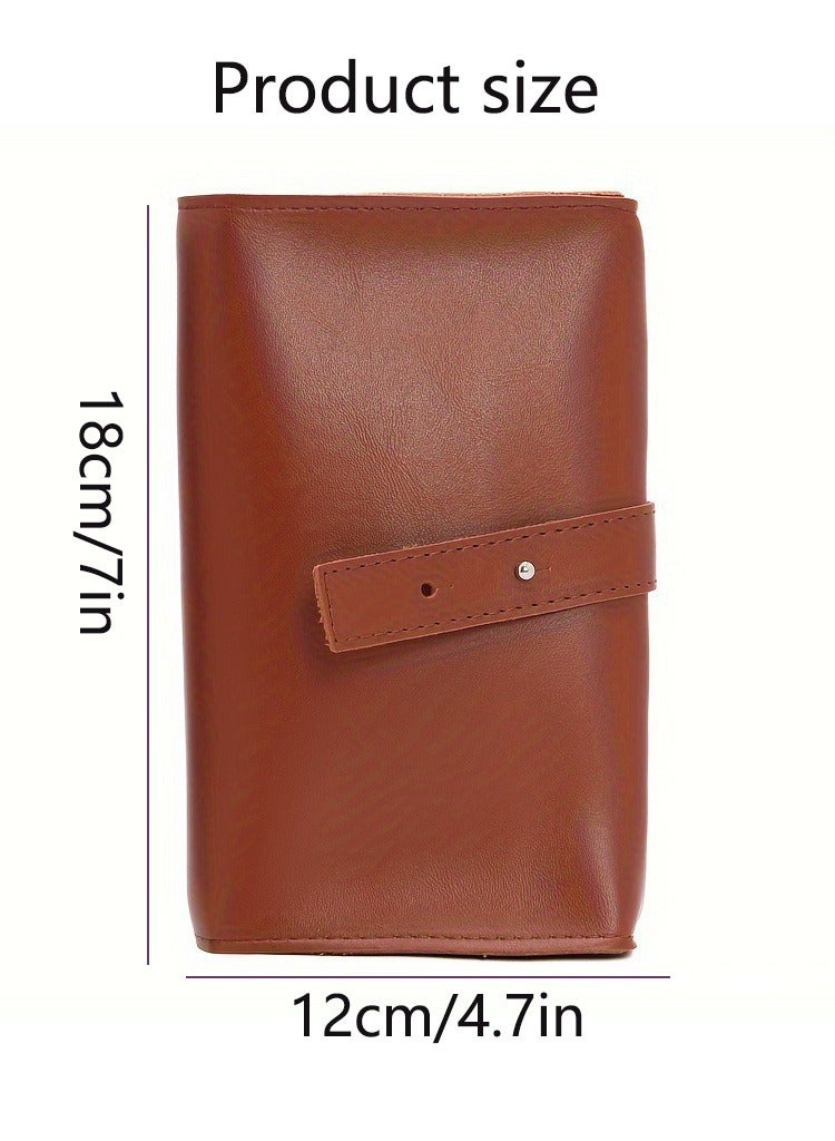 Premium PU Leather Travel Electronics Organizer - Cable and Cord Organizer with Multiple Compartments (Brown), 18cm x 23.5cm x 1.54cm, Perfect for Small Accessories - Image 2