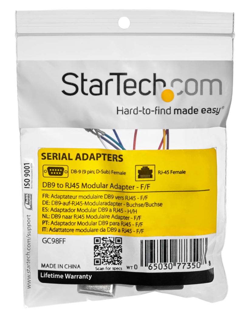 Startech.com StarTech.com DB9 to RJ45 Modular Adapter - F/F - Serial adapter - DB-9 (F) to RJ-45 (F) - GC98FF, Black  - Image 2