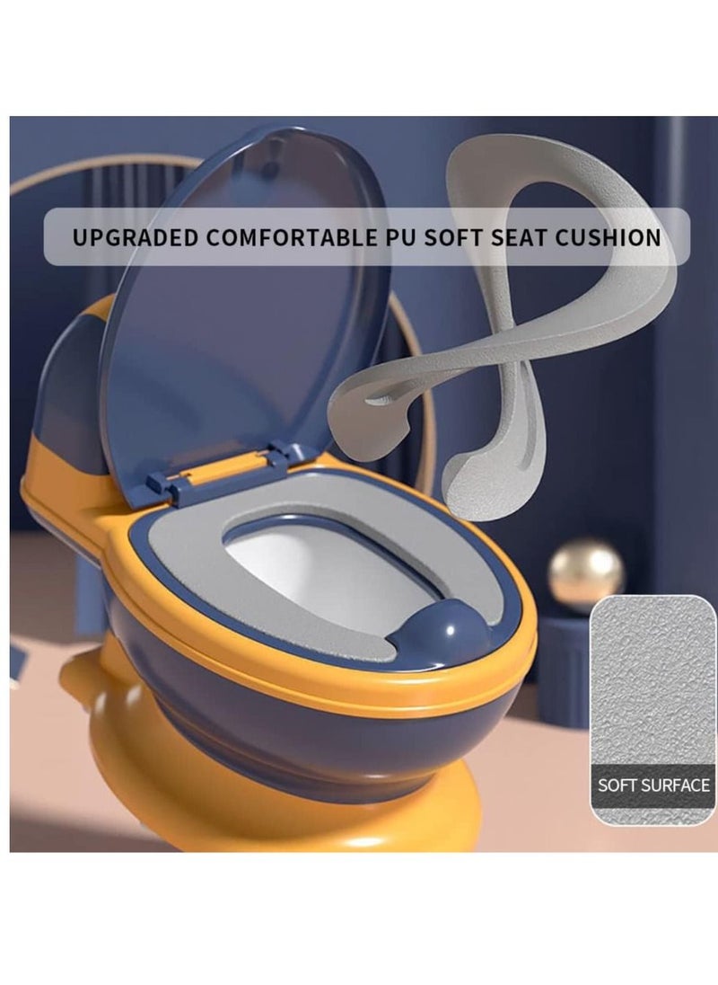 Generic - Toilet training toilet, realistic toilet training seat, toddler toilet chair with soft seat, removable basin, toilet paper dispenser and splash cover for kids and babies non-slip, blue yellow - Image 1