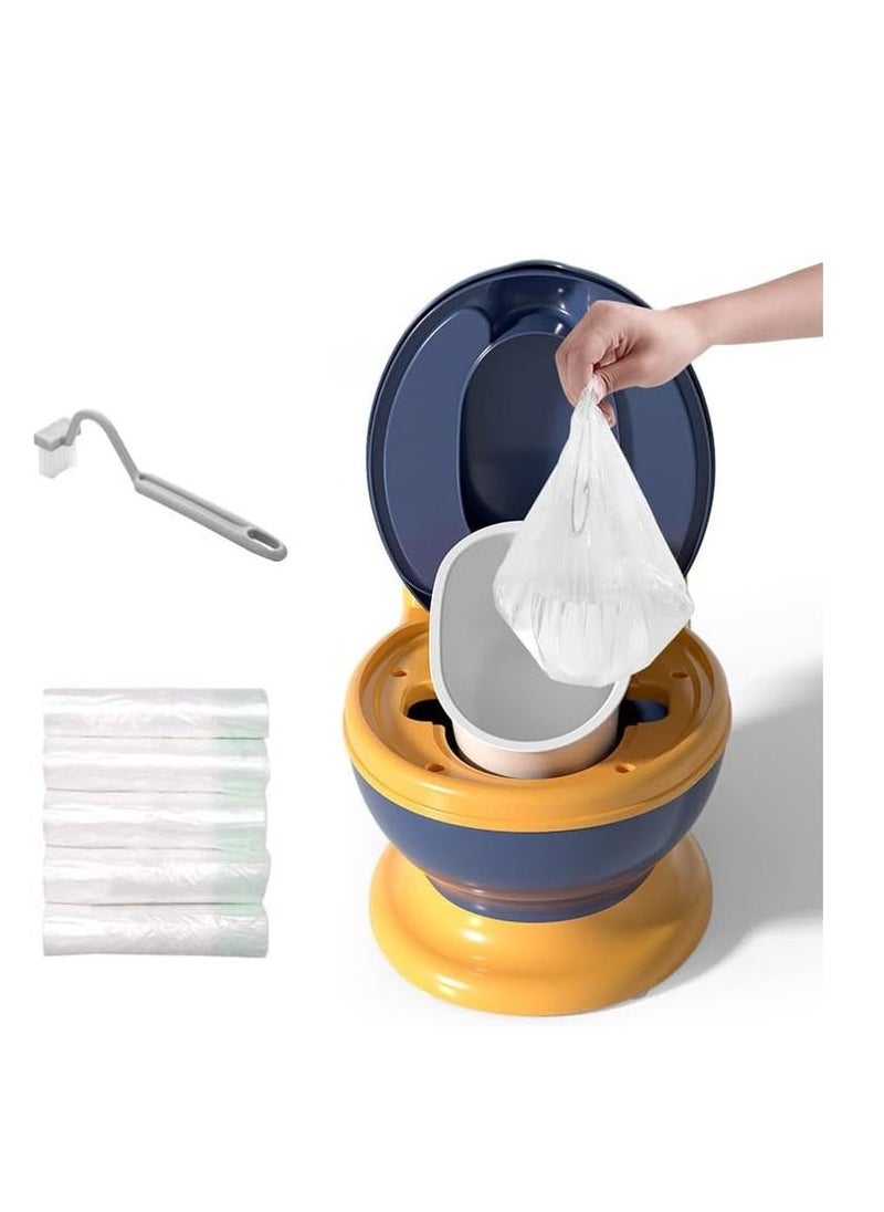 Generic - Toilet training toilet, realistic toilet training seat, toddler toilet chair with soft seat, removable basin, toilet paper dispenser and splash cover for kids and babies non-slip, blue yellow - Image 1