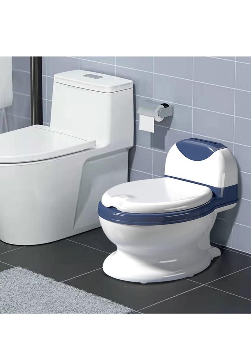 Generic - Toilet training toilet, realistic toilet training seat, toddler toilet chair with soft seat, removable basin, toilet paper dispenser and splash cover for kids and babies non-slip, blue yellow - Image 1