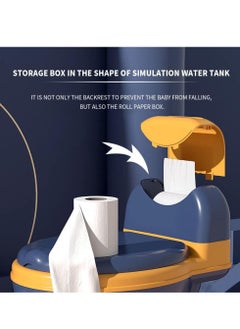 Generic Toilet training toilet, realistic toilet training seat, toddler toilet chair with soft seat, removable basin, toilet paper dispenser and splash cover for kids and babies non-slip, blue yellow  - Image 3