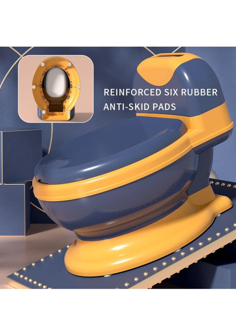 Generic - Toilet training toilet, realistic toilet training seat, toddler toilet chair with soft seat, removable basin, toilet paper dispenser and splash cover for kids and babies non-slip, blue yellow - Image 1