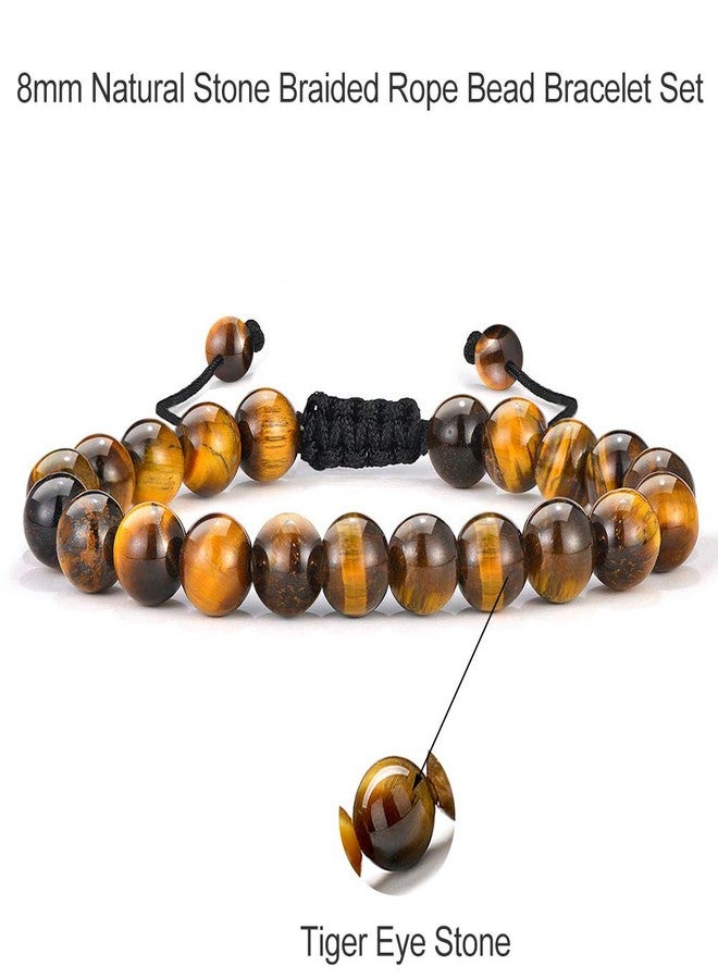 MONOZO Beaded Bracelets for Men Women - 8mm Tiger Eye Bead Bracelet Adjustable Natural Lava Rock Stone Essential Oil Anxiety Aromatherapy Bracelets Jewelry Gifts, Stone - Image 5