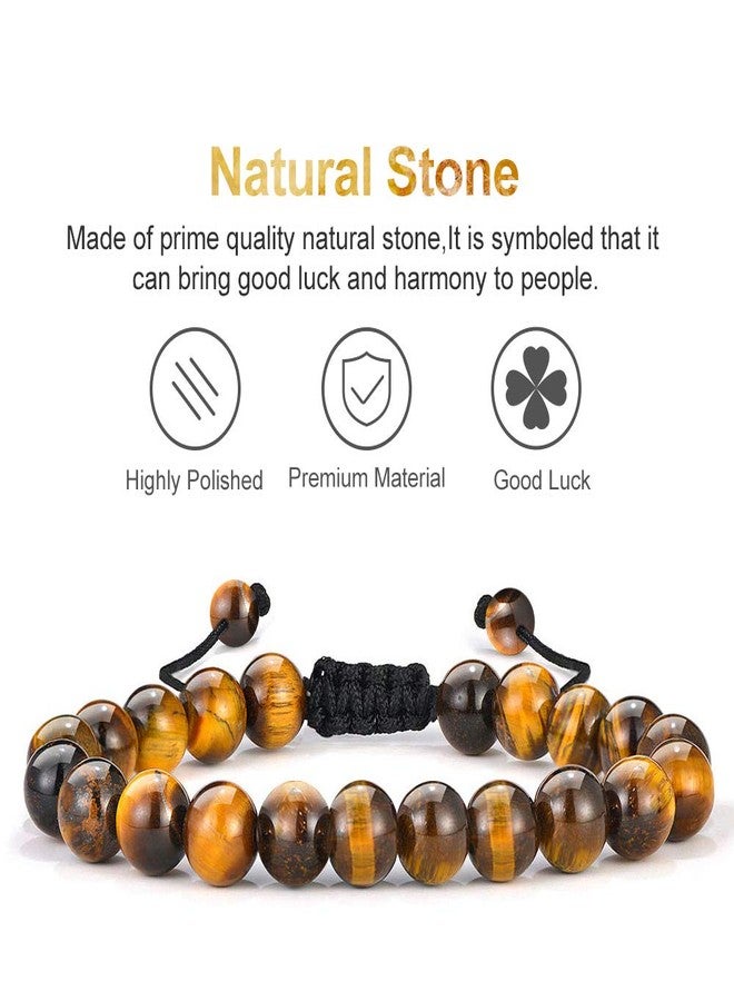 MONOZO Beaded Bracelets for Men Women - 8mm Tiger Eye Bead Bracelet Adjustable Natural Lava Rock Stone Essential Oil Anxiety Aromatherapy Bracelets Jewelry Gifts, Stone - Image 4