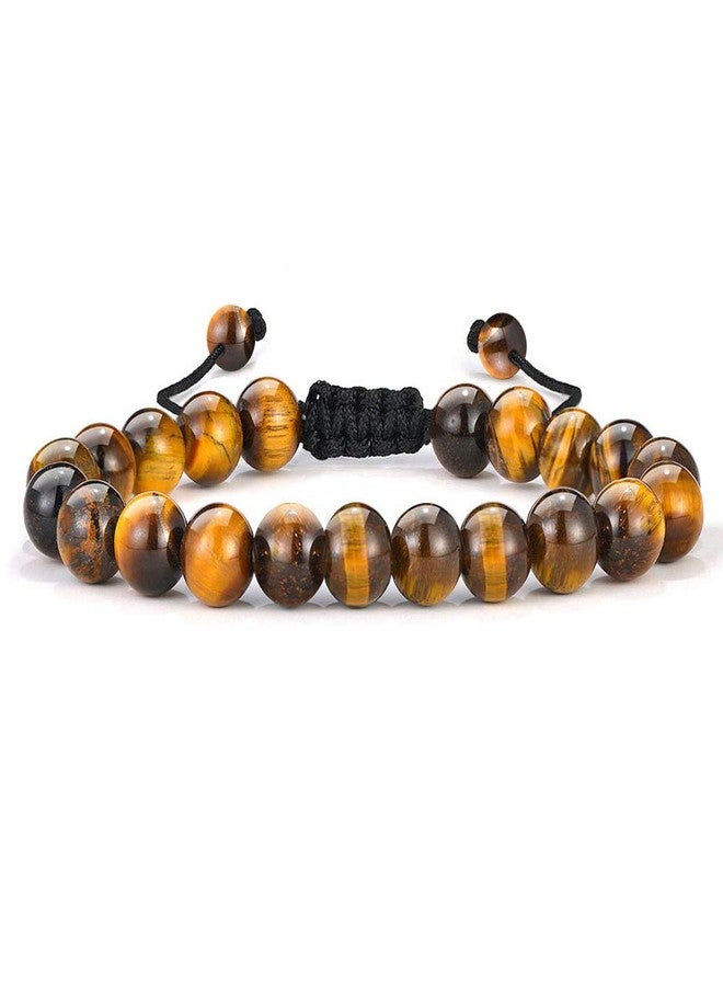 MONOZO Beaded Bracelets for Men Women - 8mm Tiger Eye Bead Bracelet Adjustable Natural Lava Rock Stone Essential Oil Anxiety Aromatherapy Bracelets Jewelry Gifts, Stone - Image 1