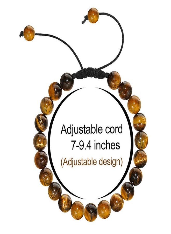 MONOZO Beaded Bracelets for Men Women - 8mm Tiger Eye Bead Bracelet Adjustable Natural Lava Rock Stone Essential Oil Anxiety Aromatherapy Bracelets Jewelry Gifts, Stone - Image 2