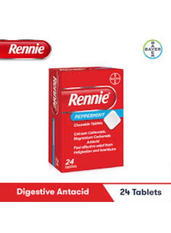 RENNIE أقراص قابلة للمضغ 24S للحموضة الزائدة