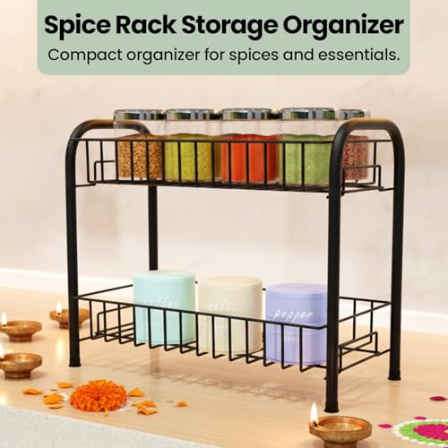 WonderStand MIRA (Black) | 2-Tier Metal Home/Kitchen Countertop Spice Rack Container Organizer - Image 2