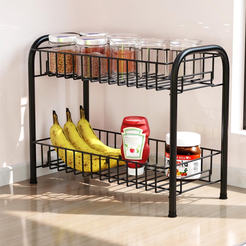 WonderStand MIRA (Black) | 2-Tier Metal Home/Kitchen Countertop Spice Rack Container Organizer - Image 4