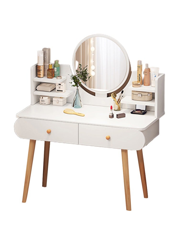 Sharpdo 80*40*120㎝ Modern Bedroom Dresser Table with Mirror, Vanity Table With 2 Drawers and Shelf, Makeup Table For Children, Bedroom - Image 2