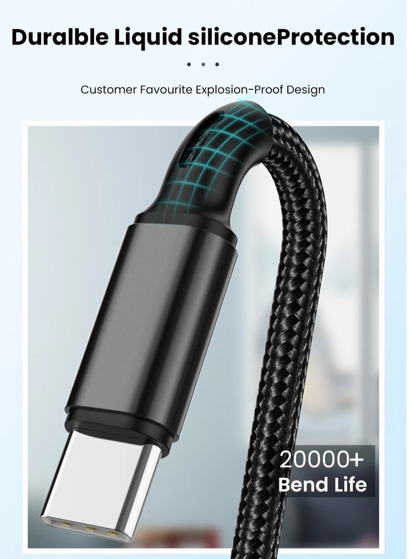 AROAQ Type C Usb Data Cable, Portable Fast Charging Phone Charging Usb C Cable, Strong Durable Braided Short Usb Cord, Flexible Type C Charging Cable With 480mbps Fast Data Transmission, (Black) - Image 2