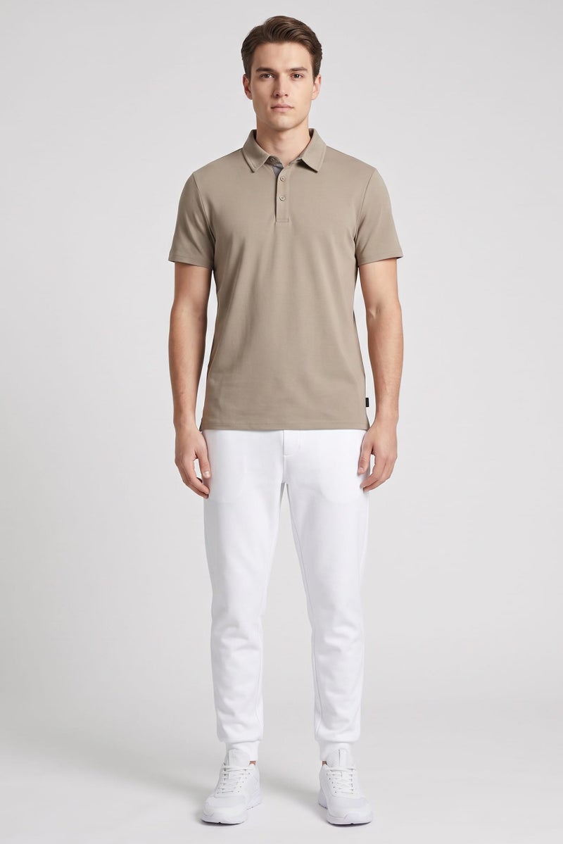 Layer 8 Men Sportswear Fit Short Sleeve Outdoor Polo Shirt, Brown - Image 2