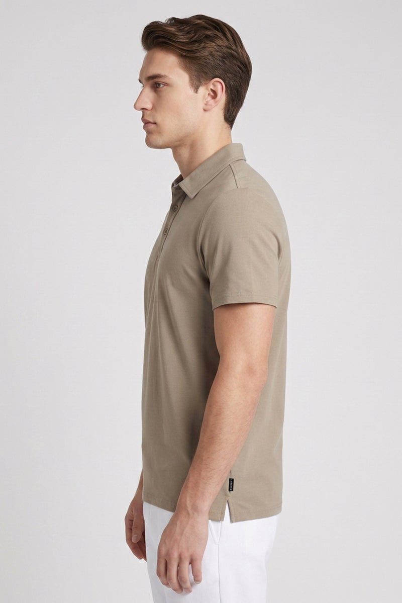 Layer 8 Men Sportswear Fit Short Sleeve Outdoor Polo Shirt, Brown - Image 3