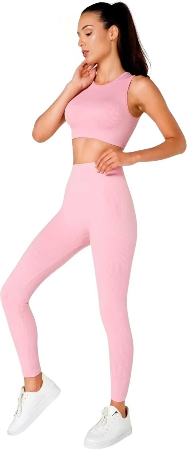 Tezzgelsin Women's Seamless Fitness Yoga Pilates Sports Bustier Tights Set