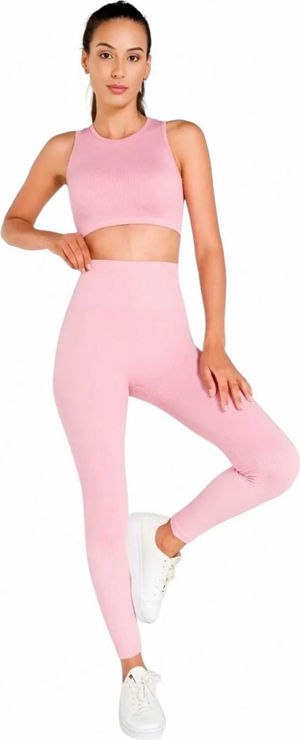 Tezzgelsin Women's Seamless Fitness Yoga Pilates Sports Bustier Tights Set