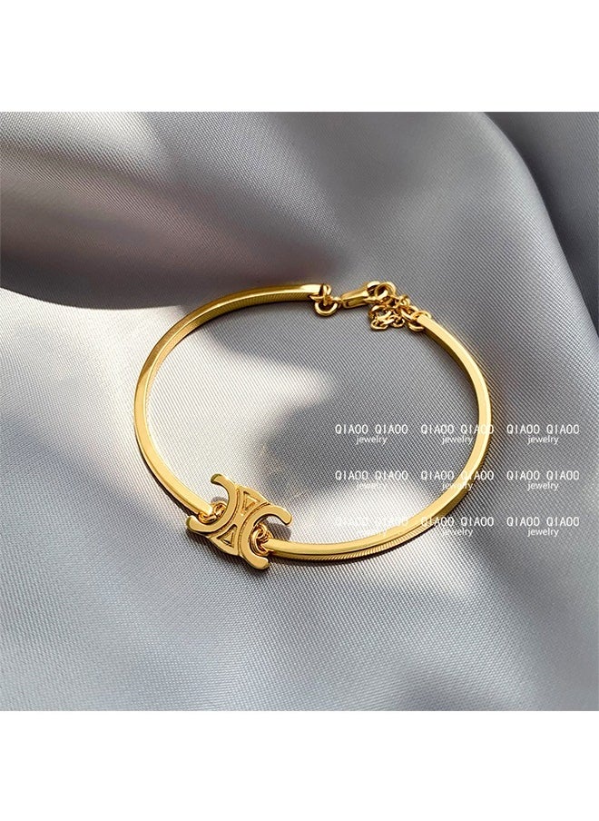 Beyond Arc De Triomphe Design Bracelet, Anti Rust and Anti Fading 18K Gold Plated Bracelet, Bangle for Women Jewelry (Golden)  - Image 2