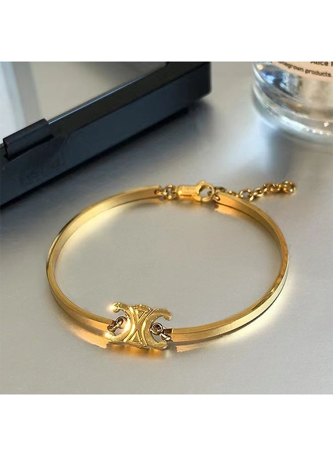 Beyond Arc De Triomphe Design Bracelet, Anti Rust and Anti Fading 18K Gold Plated Bracelet, Bangle for Women Jewelry (Golden)  - Image 1