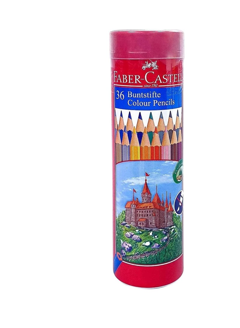 FABER-CASTELL Faber Castell Classic Colour Pencils 36 Colour In A Round Metal Tin, Multicolor - Image 3