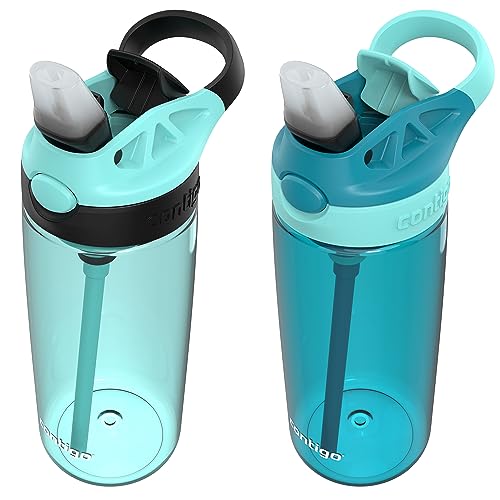 Contigo Aubrey Kids Water Bottle, 2-Pack, 20oz, Jade/Licorice & Juniper/Jade, Spill-Proof Lid, Dishwasher Safe, BPA Free - Image 2