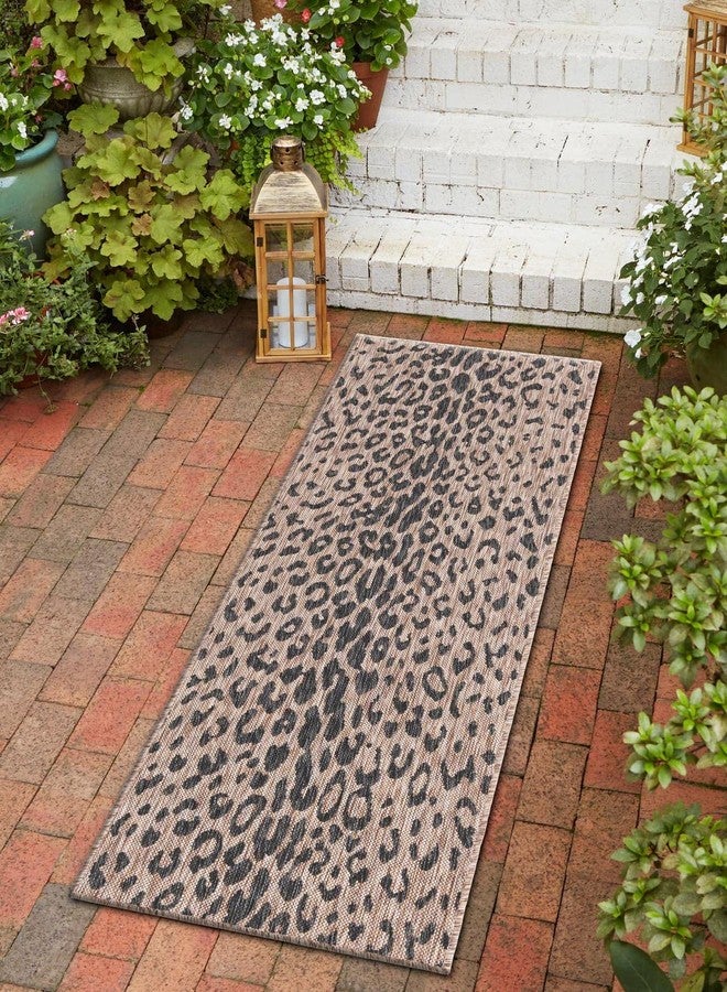 Unique Loom Outdoor Safari Collection Area Rug - Samburu (2' x 7' 10" Runner, Natural/ Light Brown) - Image 1