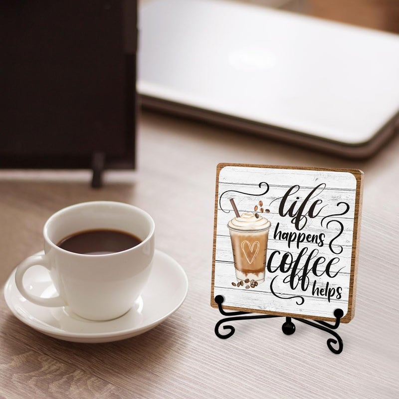 Toerifer Coffee Lover Gifts For Women Men  Funny Coffee Bar Accessories  Table Decorations Supplies  Desk Shelf Cubicles For Bar Decoration Plaque Gifts - Image 4