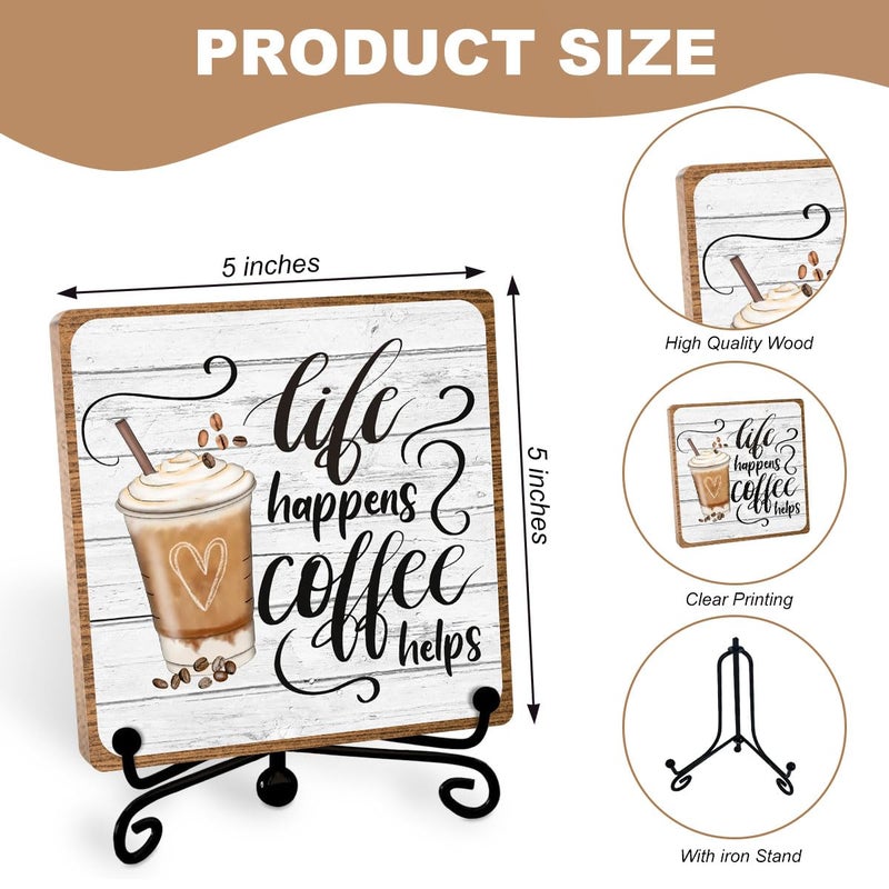 Toerifer Coffee Lover Gifts For Women Men  Funny Coffee Bar Accessories  Table Decorations Supplies  Desk Shelf Cubicles For Bar Decoration Plaque Gifts - Image 2