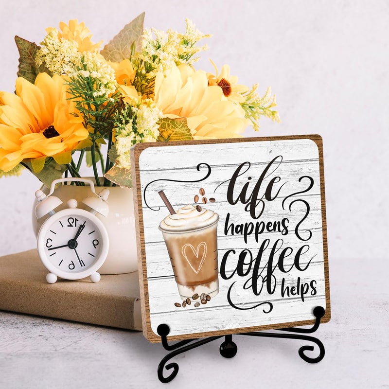Toerifer Coffee Lover Gifts For Women Men  Funny Coffee Bar Accessories  Table Decorations Supplies  Desk Shelf Cubicles For Bar Decoration Plaque Gifts - Image 3