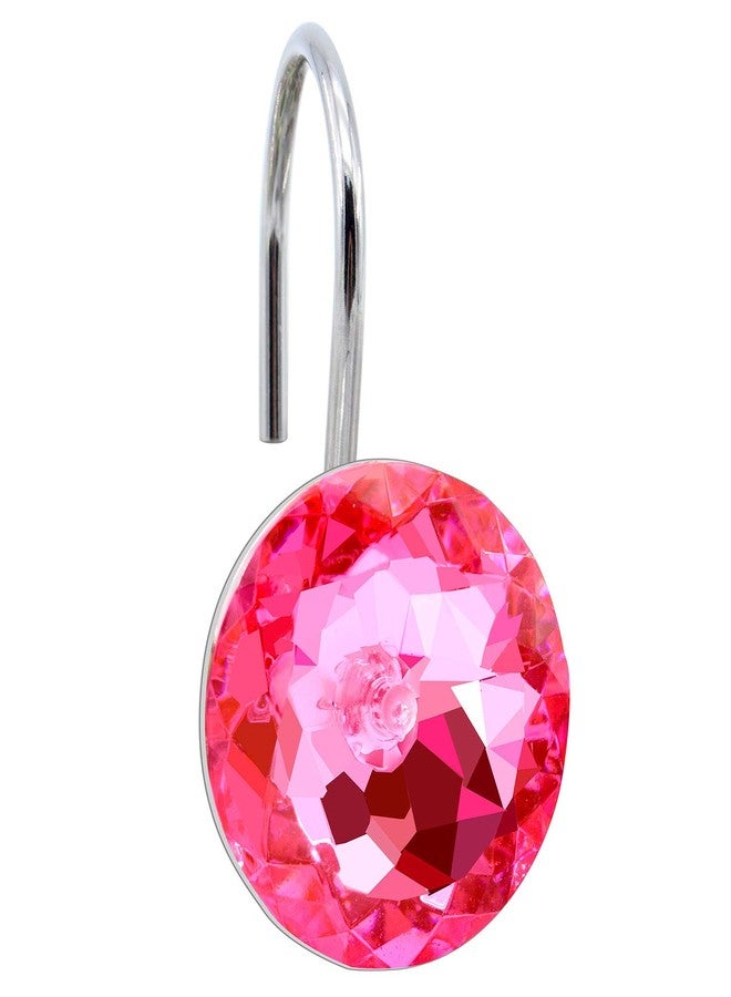 BEAVO Acrylic Fashion Decorative Home Rolling Shower Curtain Hooks Rhinestones Bathroom Bath Baby Room Bedroom Living Room Decor Set of 12 Rings (Pink) - Image 3