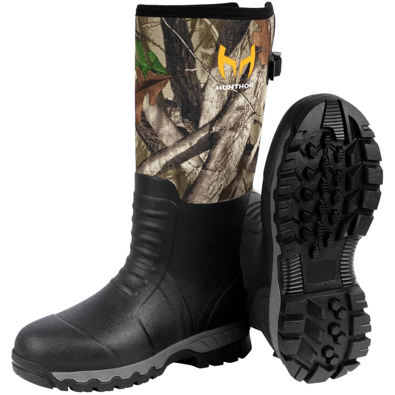Hunthor Hunting Boots for Men, Snake Proof Rubber Waterproof Boots with Insulation and Steel Shank, 6.0mm Neoprene Warm Work Boot for Hunting, Climbing, Rain and Outdoor Size 7 - Image 1