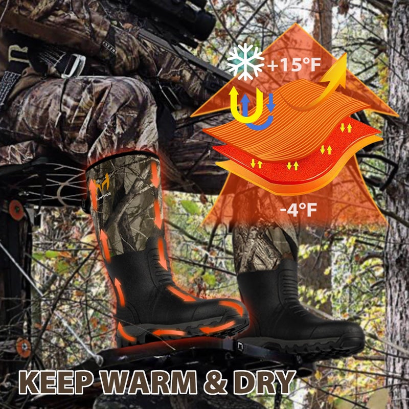 Hunthor Hunting Boots for Men, Snake Proof Rubber Waterproof Boots with Insulation and Steel Shank, 6.0mm Neoprene Warm Work Boot for Hunting, Climbing, Rain and Outdoor Size 7 - Image 4
