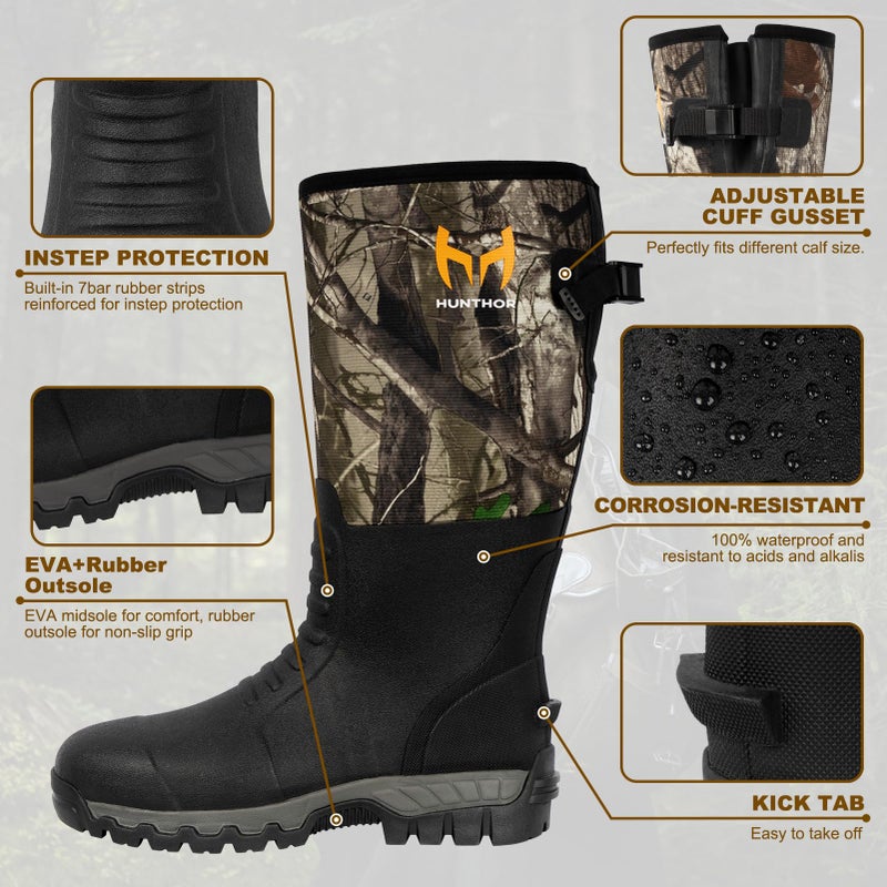 Hunthor Hunting Boots for Men, Snake Proof Rubber Waterproof Boots with Insulation and Steel Shank, 6.0mm Neoprene Warm Work Boot for Hunting, Climbing, Rain and Outdoor Size 7 - Image 5