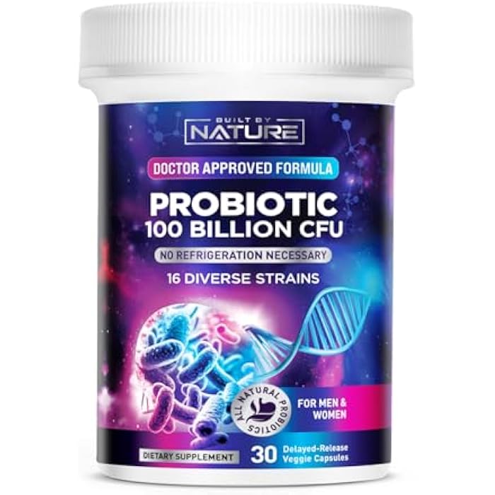 Built by Nature 100 Billion CFU Probiotic – 16 Strains + Prebiotics – Immune & Digestive Support – for Women & Men – Delayed Release Capsules, Shelf Stable – 1 Month Supply - 30 Capsules - Image 2
