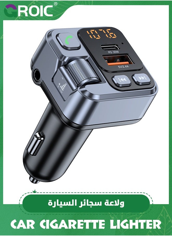 GROIC Bluetooth 5.1 FM Transmitter for Car, Bluetooth Adapter, Car Multi-functional Music Charger Fast Charging Cigarette Lighter, Cargador rapida Auto PD30w  - Image 1