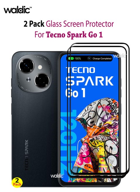 2 Pack Screen Protector for Tecno Spark Go 1 | Tempered Glass Available in Combo Pack Compatible with Tecno Spark Go 1 | Screen Protector Full HD Quality Tempered Glass Anti-Scratch Edge to Edge Coverage with Easy Installation Kit - Black