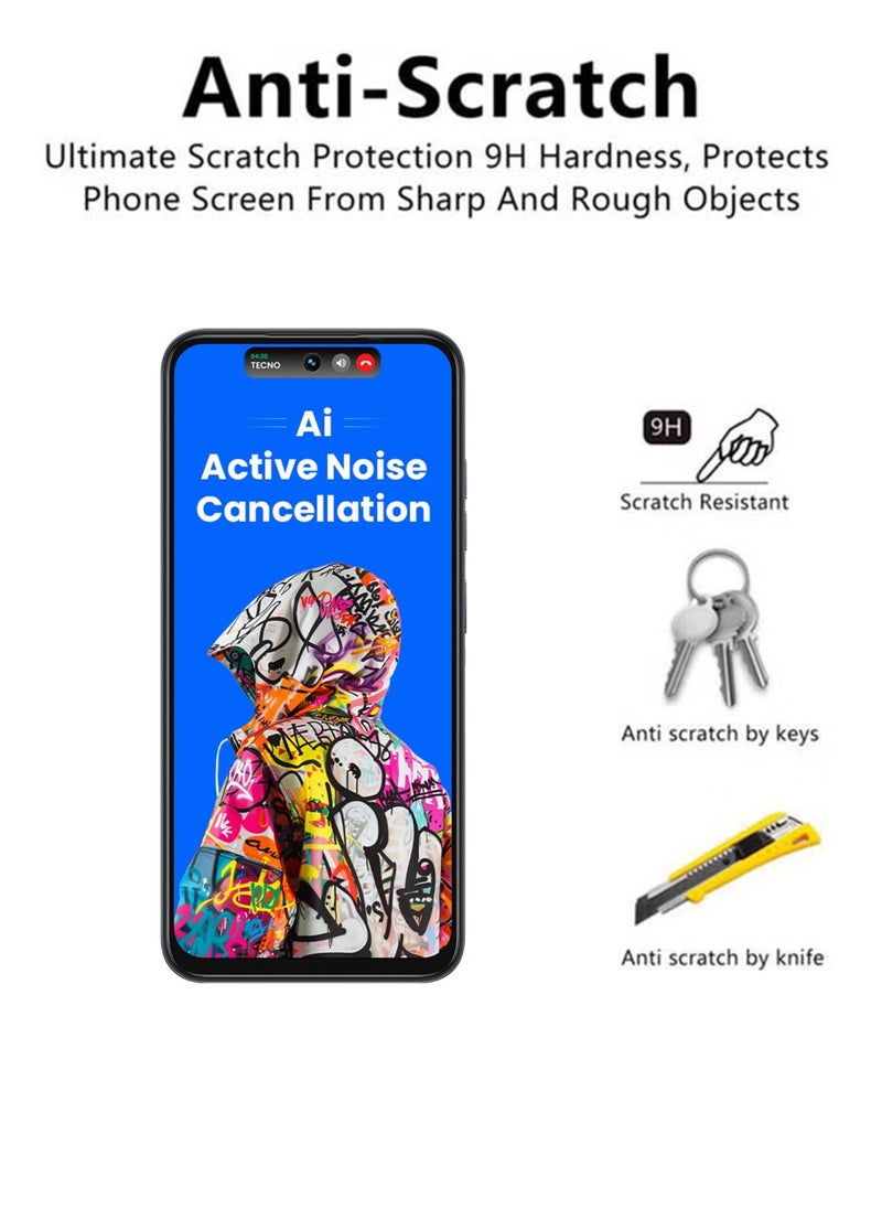 2 Pack Screen Protector for Tecno Spark Go 1 | Tempered Glass Available in Combo Pack Compatible with Tecno Spark Go 1 | Screen Protector Full HD Quality Tempered Glass Anti-Scratch Edge to Edge Coverage with Easy Installation Kit - Black