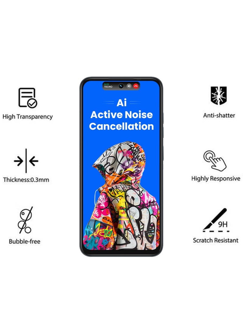 2 Pack Screen Protector for Tecno Spark Go 1 | Tempered Glass Available in Combo Pack Compatible with Tecno Spark Go 1 | Screen Protector Full HD Quality Tempered Glass Anti-Scratch Edge to Edge Coverage with Easy Installation Kit - Black