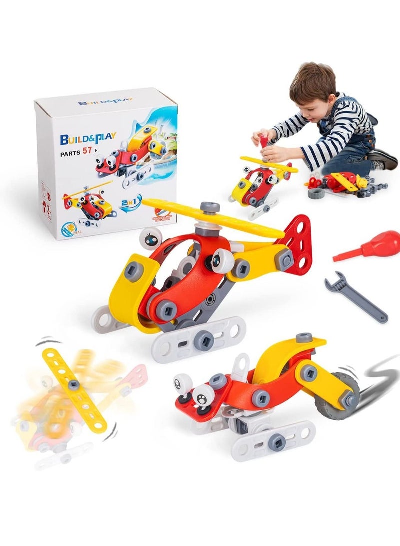 Loquat Construction Building Toys for Kids Age 3-12-year-old,57pcs, 2 Models Demountable and Assembled Engineering Vehicle Educational Toy Set Suitable Boys Girls - Image 1