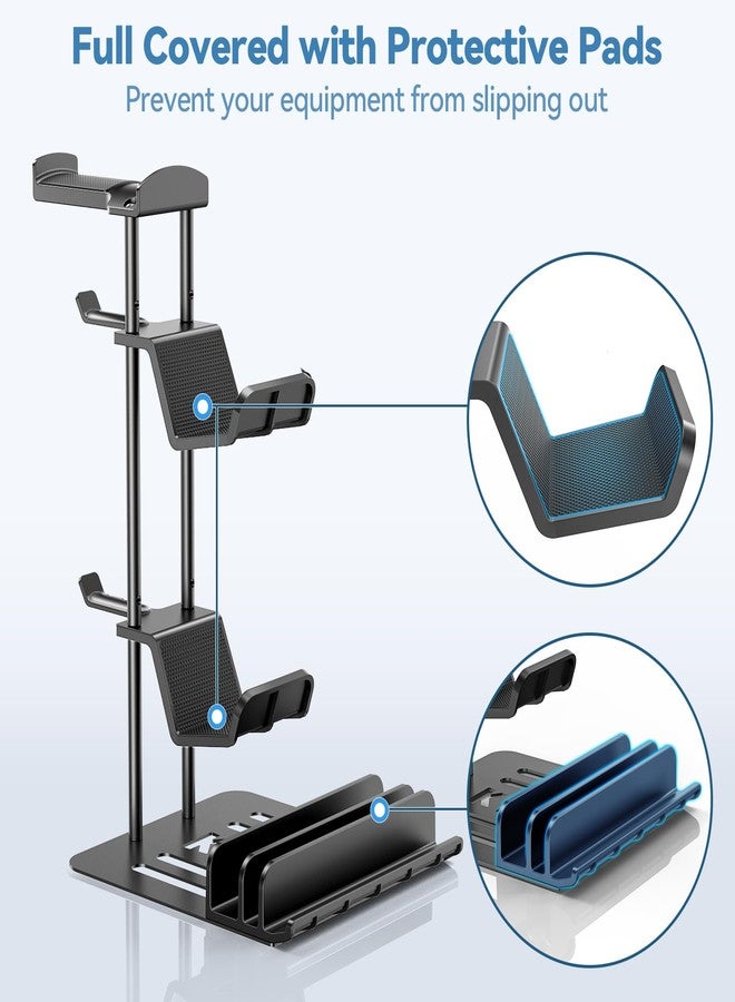 KDD حامل سماعات KDD، حامل وحدة التحكم وحامل سماعات الرأس للمكتب، حامل سماعات الأذن مع قضيب دعم من الألمنيوم، منظم تخزين عالمي للسماعات/وحدة التحكم/سويتش/الهاتف المحمول - Image 4