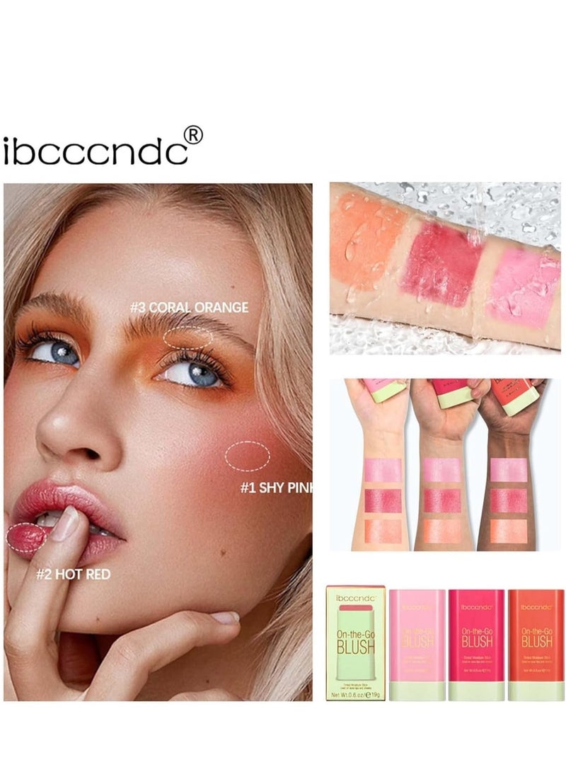 آي بي سي سي سي أن دي سي Blush Stick ، كريم أحمر الخدود لشفاه عيون الخدين ، أحمر الخدود الطبيعي مع مقاوم للماء مقاوم للعرق ، عصا صلبة ملونة مع مكياج طويل الأمد عاري متعدد الاستخدامات أحمر الخدود الكريمي - Image 5