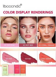 ibcccndc Blush Stick, Blush Cream for Cheeks Eyes Lips,Blush in Natural with Waterproof Sweat-Resistant, Tinted Solid Stick with Long Lasting, Nude Makeup Multi-Use Color Stick Creamy Blush  - Image 4