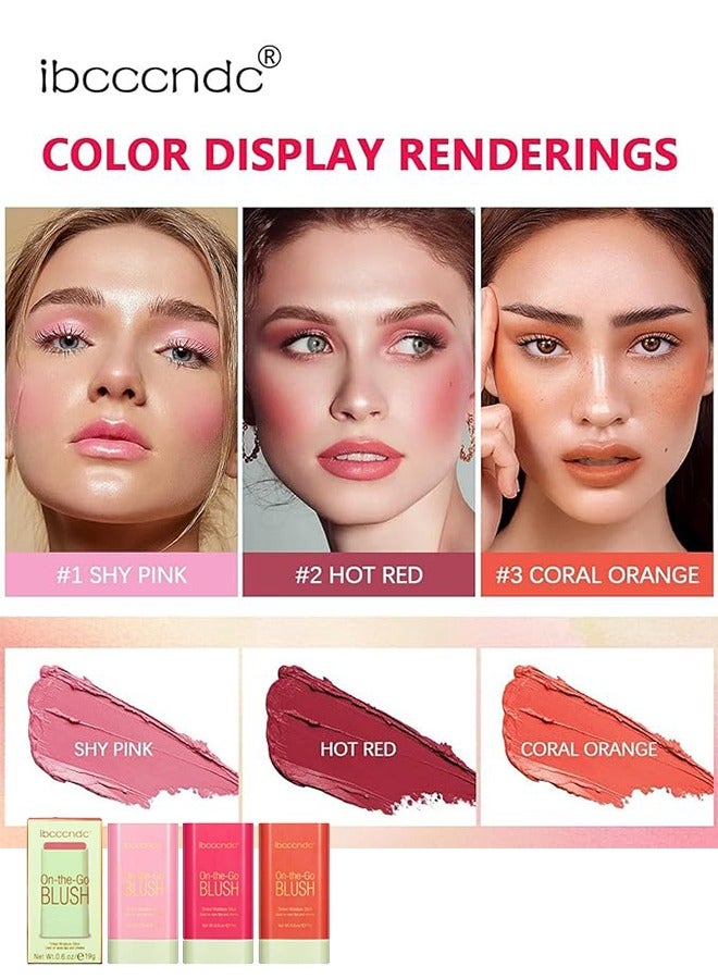 آي بي سي سي سي أن دي سي Blush Stick ، كريم أحمر الخدود لشفاه عيون الخدين ، أحمر الخدود الطبيعي مع مقاوم للماء مقاوم للعرق ، عصا صلبة ملونة مع مكياج طويل الأمد عاري متعدد الاستخدامات أحمر الخدود الكريمي - Image 4