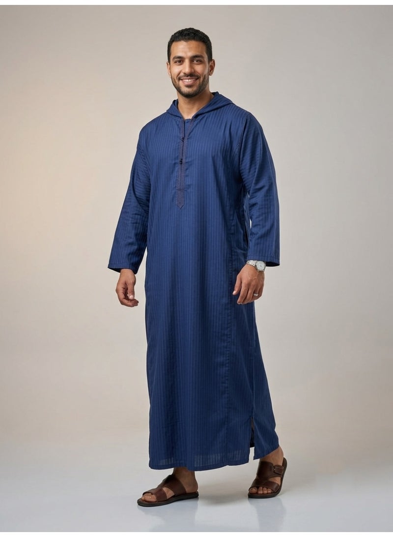 Men's shirt, nightgown, Moroccan robe, comfortable fit, luxury men's gifts, men's comfortable house robe, long-sleeved Moroccan shirt, men's summer long-sleeved shirt, long-sleeved shirt, men's seven-sleeved robe with comfortable hood, gifts for men - Image 1