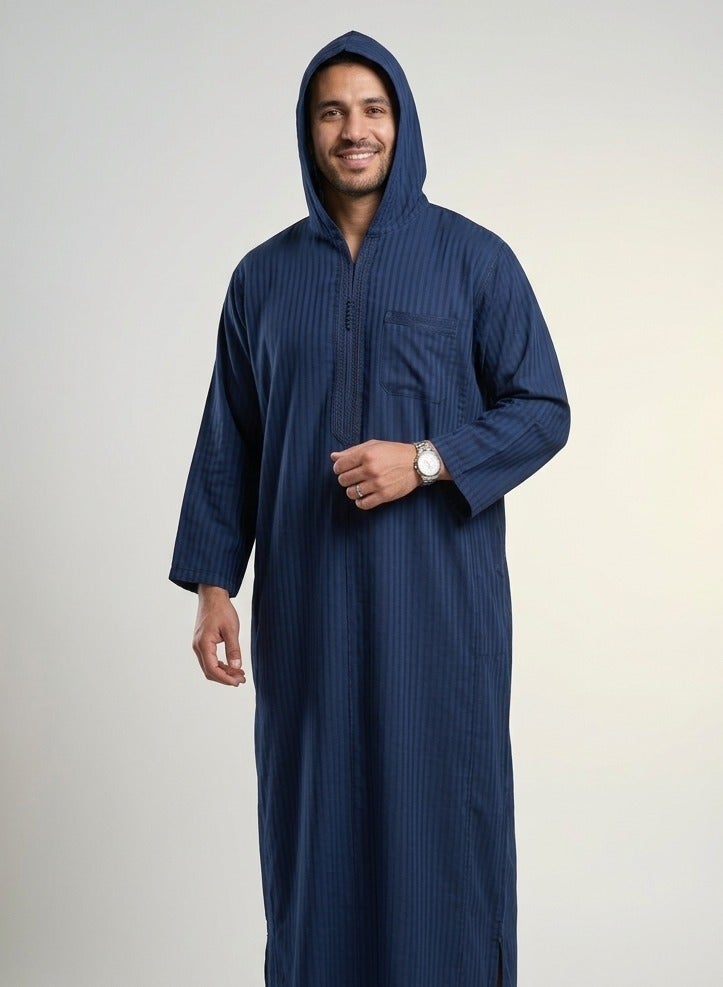 Men's shirt, nightgown, Moroccan robe, comfortable fit, luxury men's gifts, men's comfortable house robe, long-sleeved Moroccan shirt, men's summer long-sleeved shirt, long-sleeved shirt, men's seven-sleeved robe with comfortable hood, gifts for men - Image 2