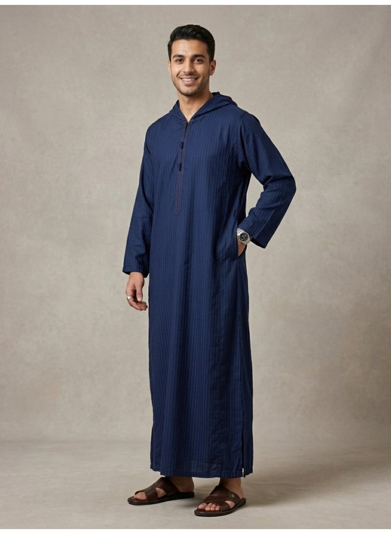 Men's shirt, nightgown, Moroccan robe, comfortable fit, luxury men's gifts, men's comfortable house robe, long-sleeved Moroccan shirt, men's summer long-sleeved shirt, long-sleeved shirt, men's seven-sleeved robe with comfortable hood, gifts for men - Image 3