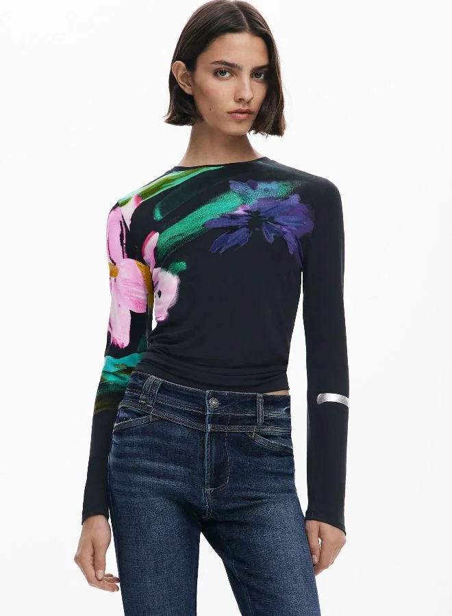 DESIGUAL Long-Sleeve Floral T-Shirt