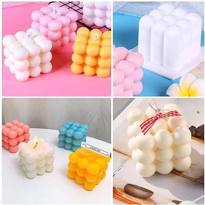 The Decor Affair The Decor Affair 6Piece Bubble Candle Molding Kit with Small Large Bubble Molds Premium Silicone Wax Mould for Handmade Candle Making Fondant Sculpting Soap Crafting Cake Decorating